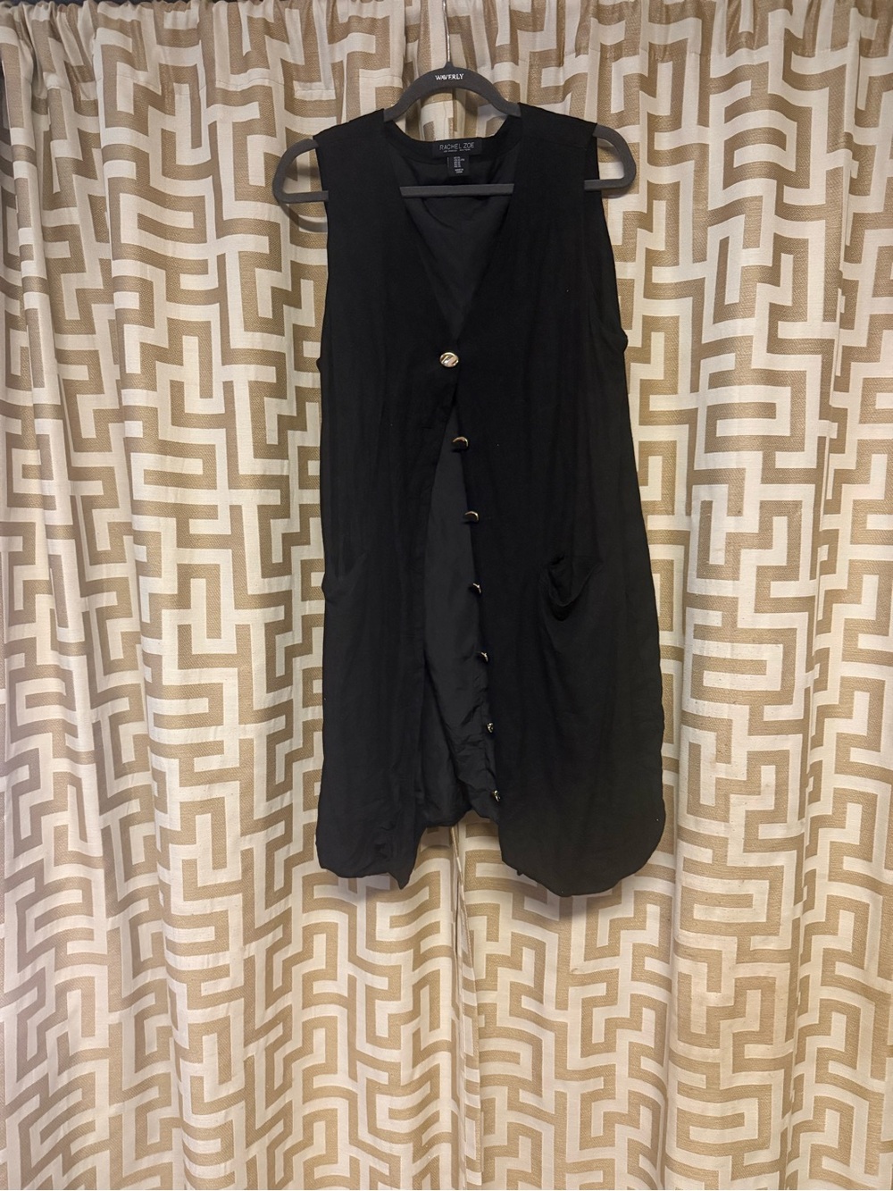 Rachel Zoe Black Sleeveless Button-Front Vest